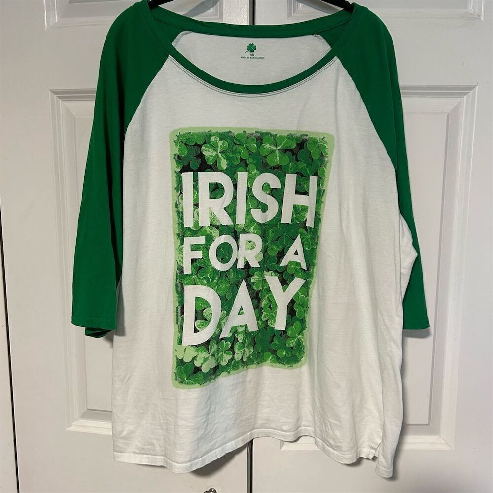 Irish For A Day St. Patrick's Day Raglan Baseball T-Shirt 2XL Unisex